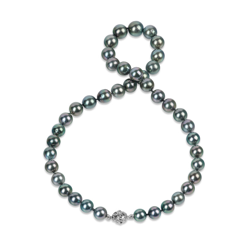 18-20ʻ Tahitian Black Pearl Strand with Magnetic White Gold Clasp - 8-12mm - Maui Divers Jewelry