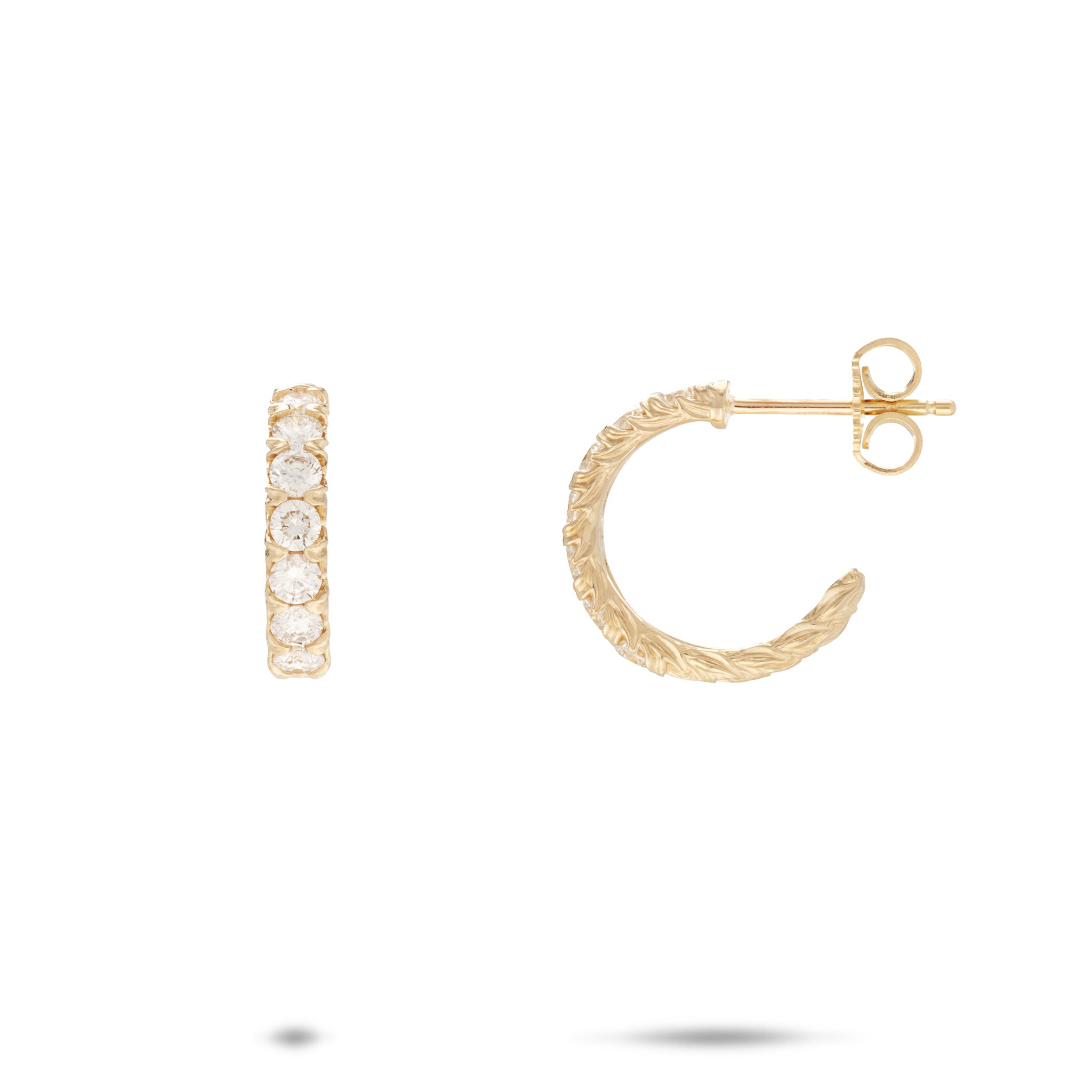 Hidden Hawaiʻi Maile Hoop in Gold with Lab Grown Diamonds - 14mm