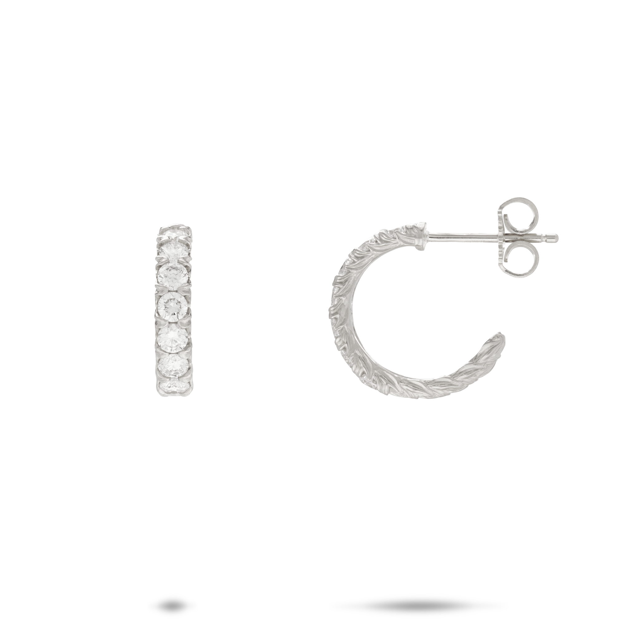 Hidden Hawaiʻi Maile Hoop in White Gold with Lab Grown Diamonds - 14mm