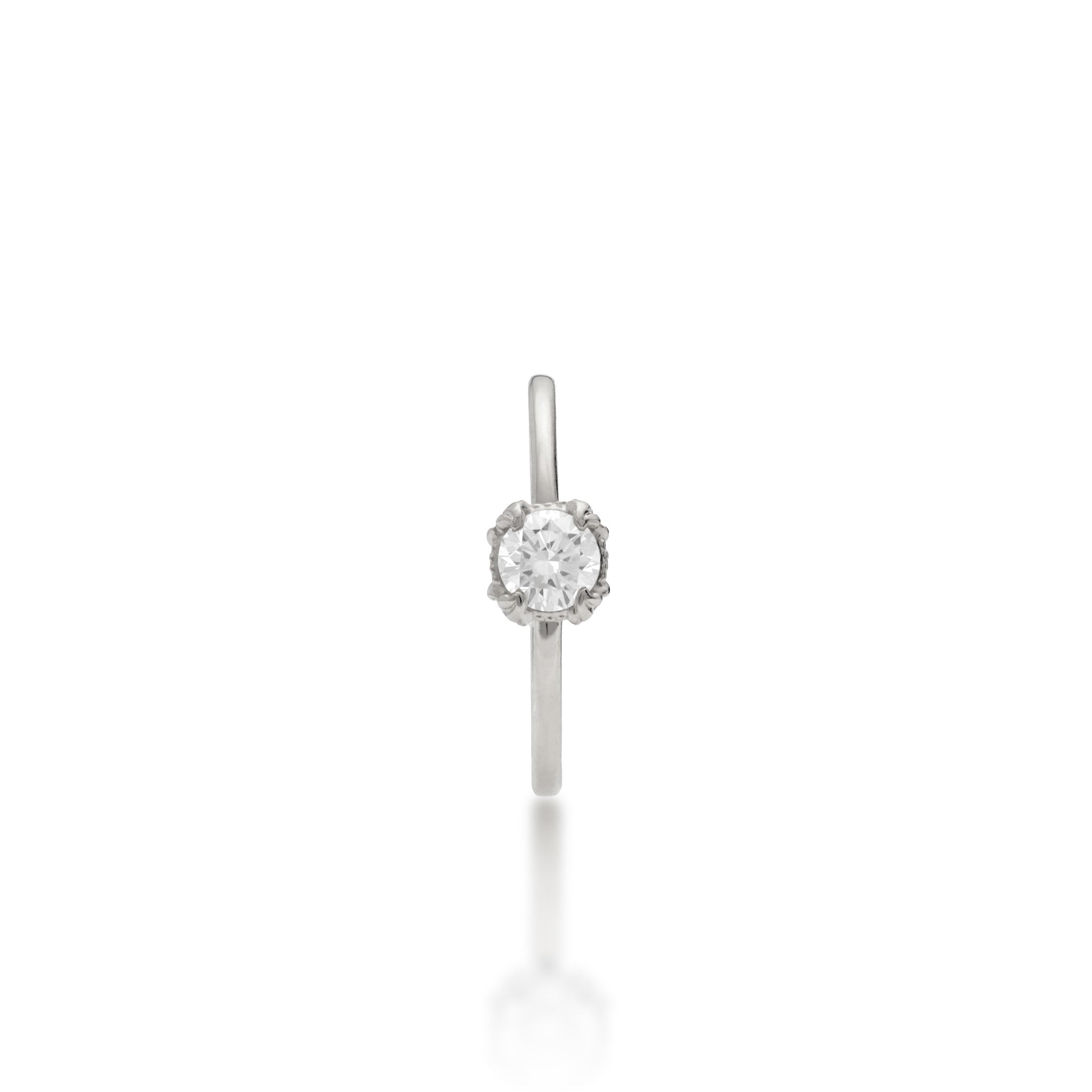 Top View of the Hidden Hawaiʻi Maile Leaf 0.35-Carat Lab-Grown Diamond Ring in 14k White Gold on a white background
