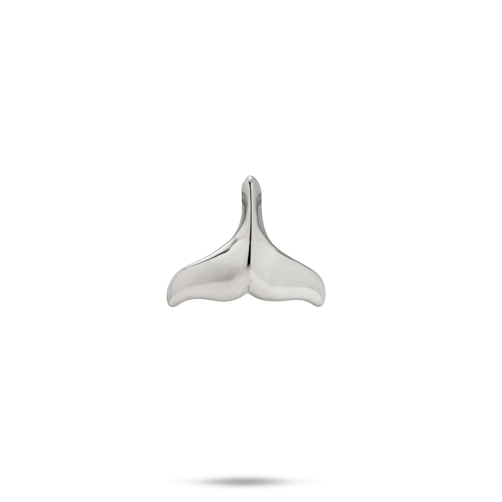 High-polish Whale Tail Pendant in 14k White Gold on a white background