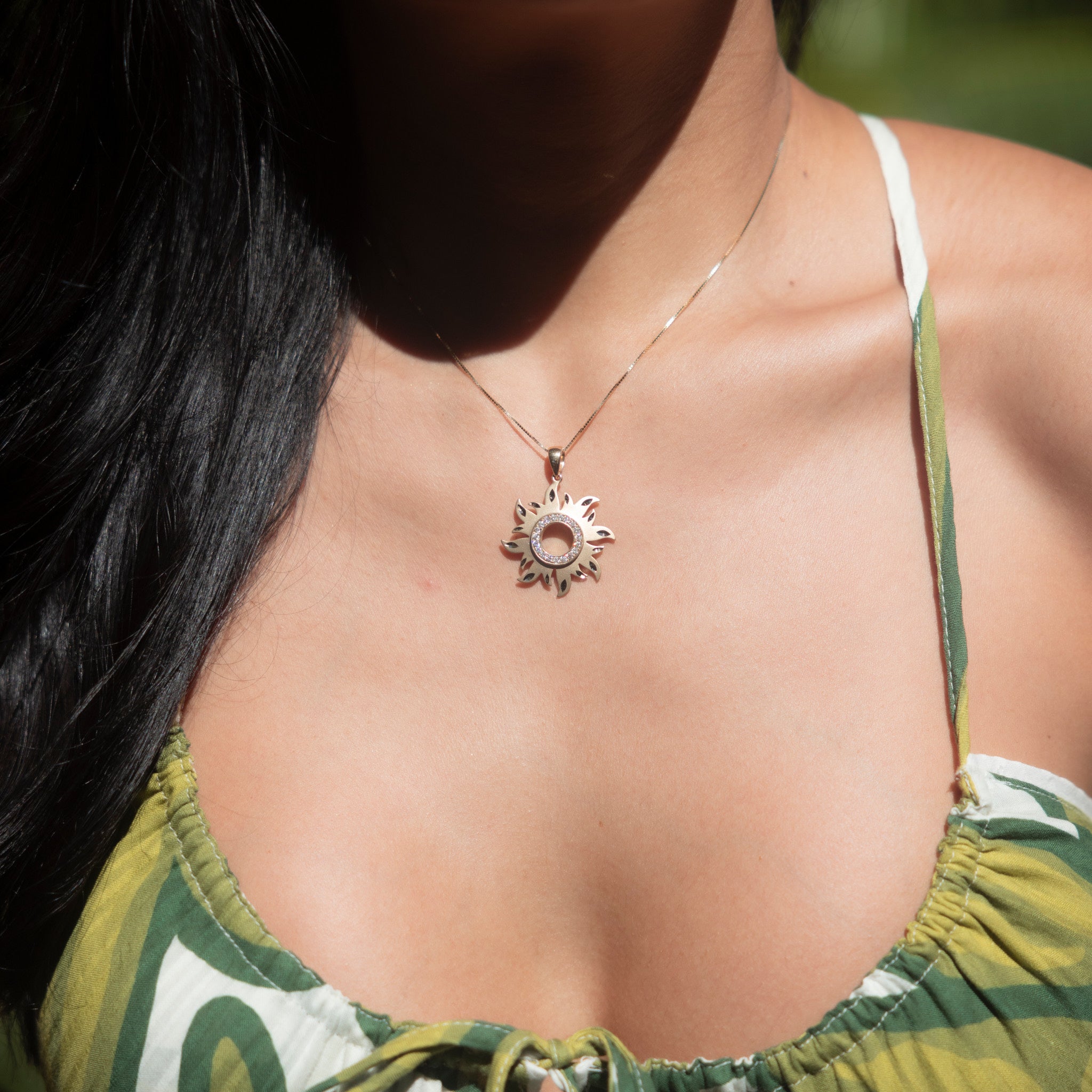 Sonnenanhänger aus Gold mit Diamanten – 29 mm