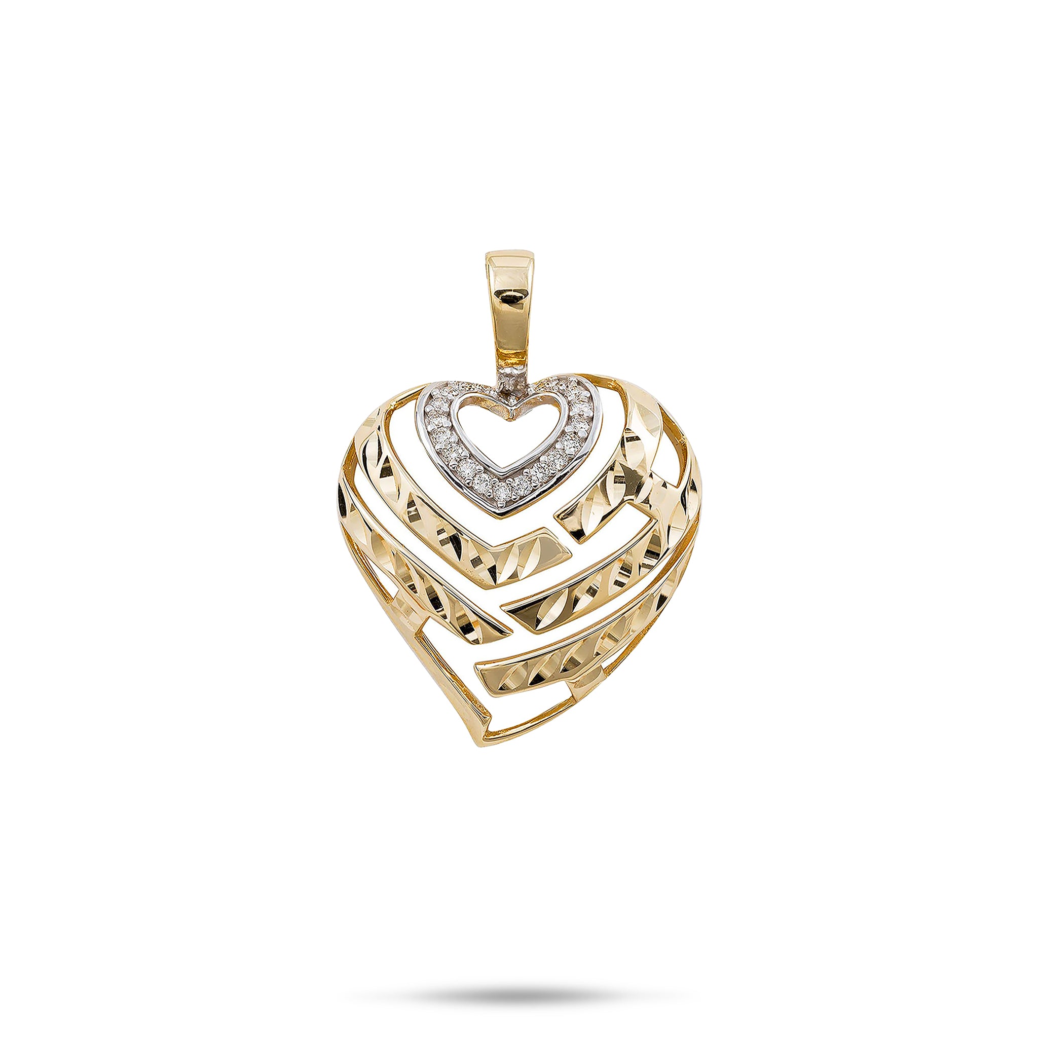 Aloha Heart Pendant in Gold with Diamonds - 18mm