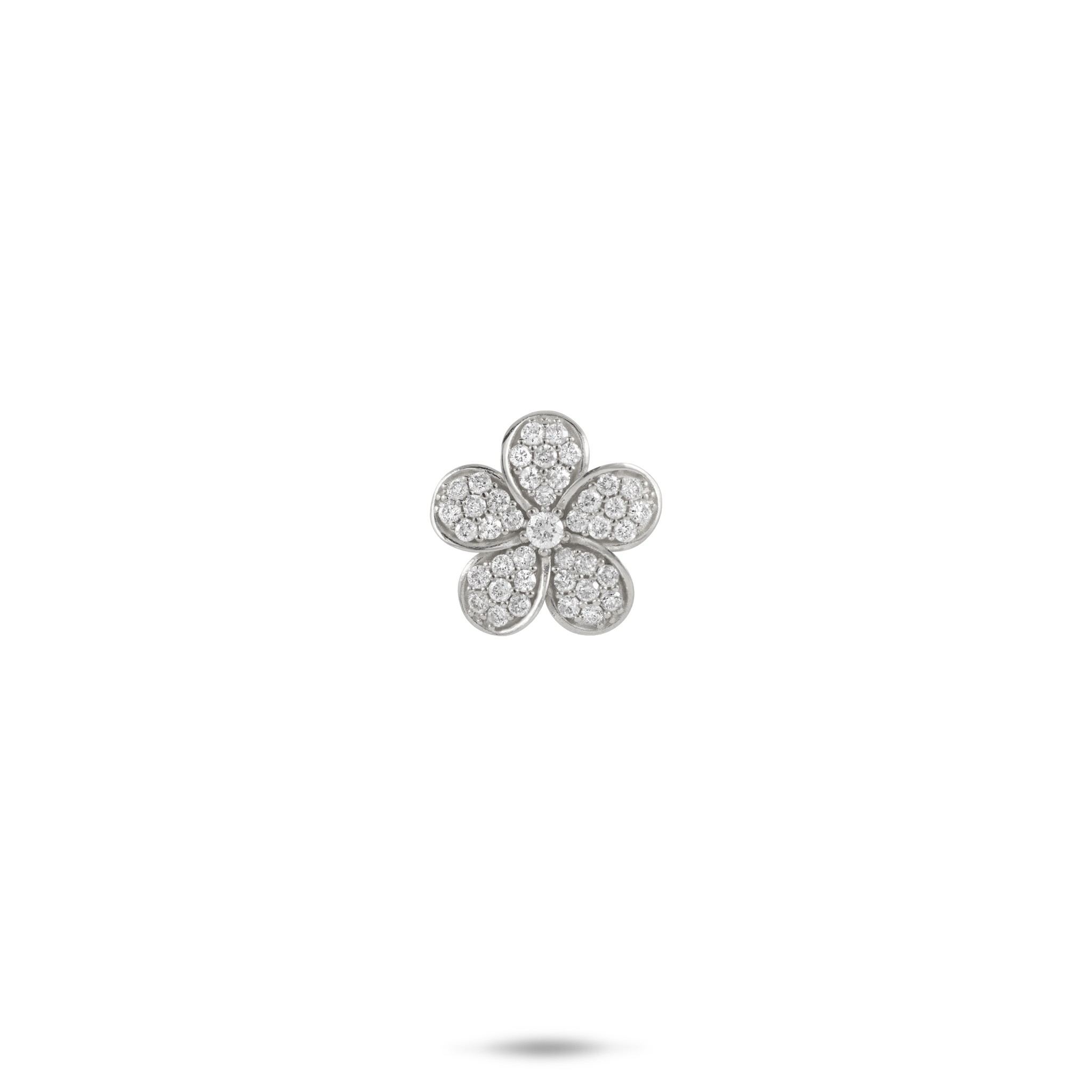 Plumeria-Anhänger aus Weißgold mit Diamanten – 11 mm