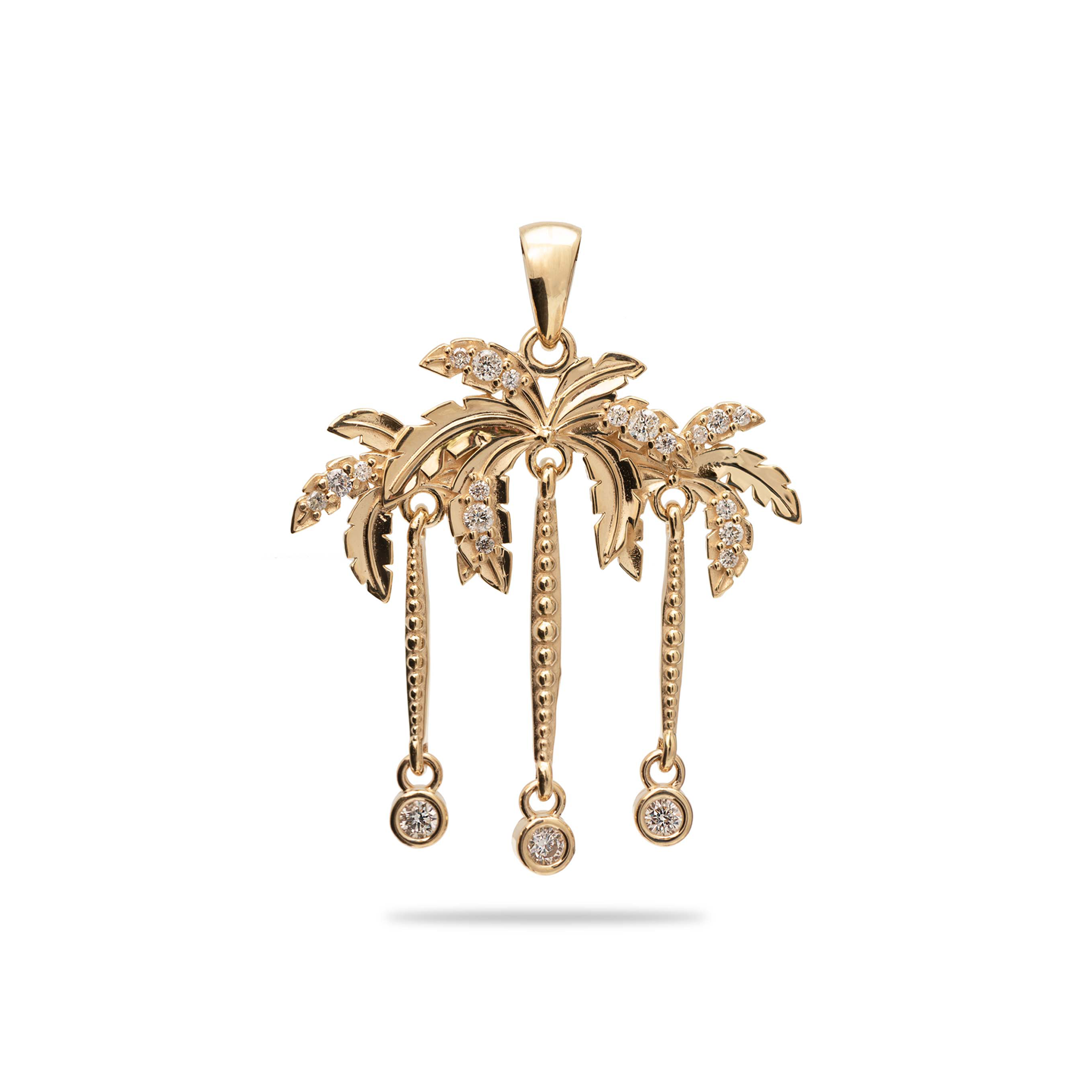 Palms de paradis - Pendent de palmier en or avec des diamants - 24-28 mm
