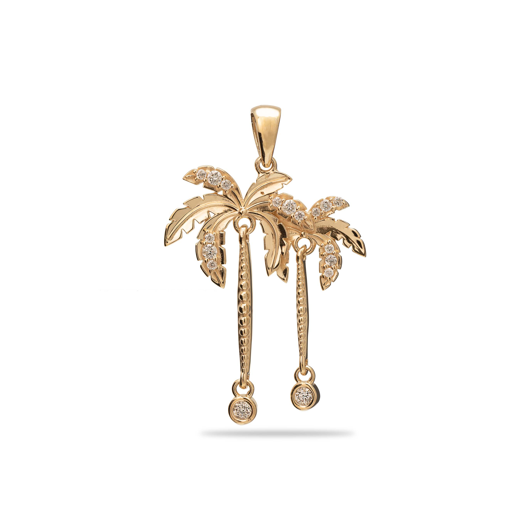 Palms de paradis - Pendent de palmier en or avec des diamants - 24-28 mm