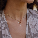 Paradise Palms - Palm Tree Pendant in Gold with Diamonds - 24mm