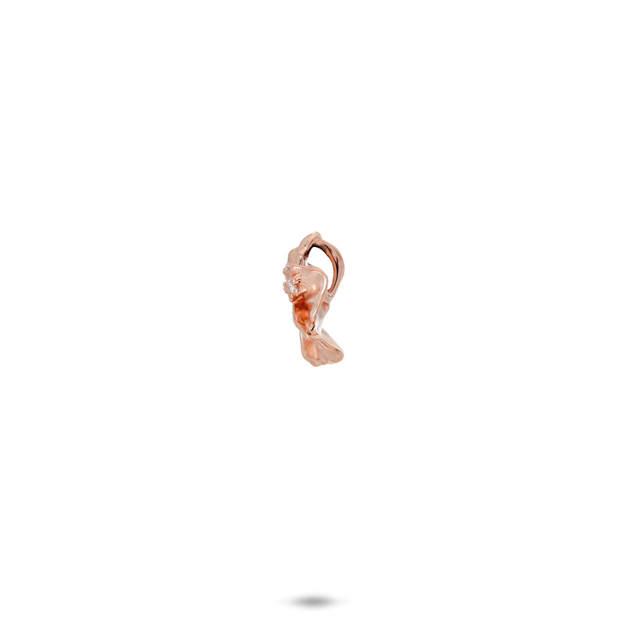 Side view of the 11mm Diamond Hibiscus Pendant in 14k Rose Gold