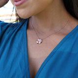 Hawaiian Gardens Hibiscus Pendant in Rose Gold with Diamonds - 15mm