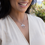 Paradise Palms - Palm Tree Pendant in White Gold with Diamonds -28mm