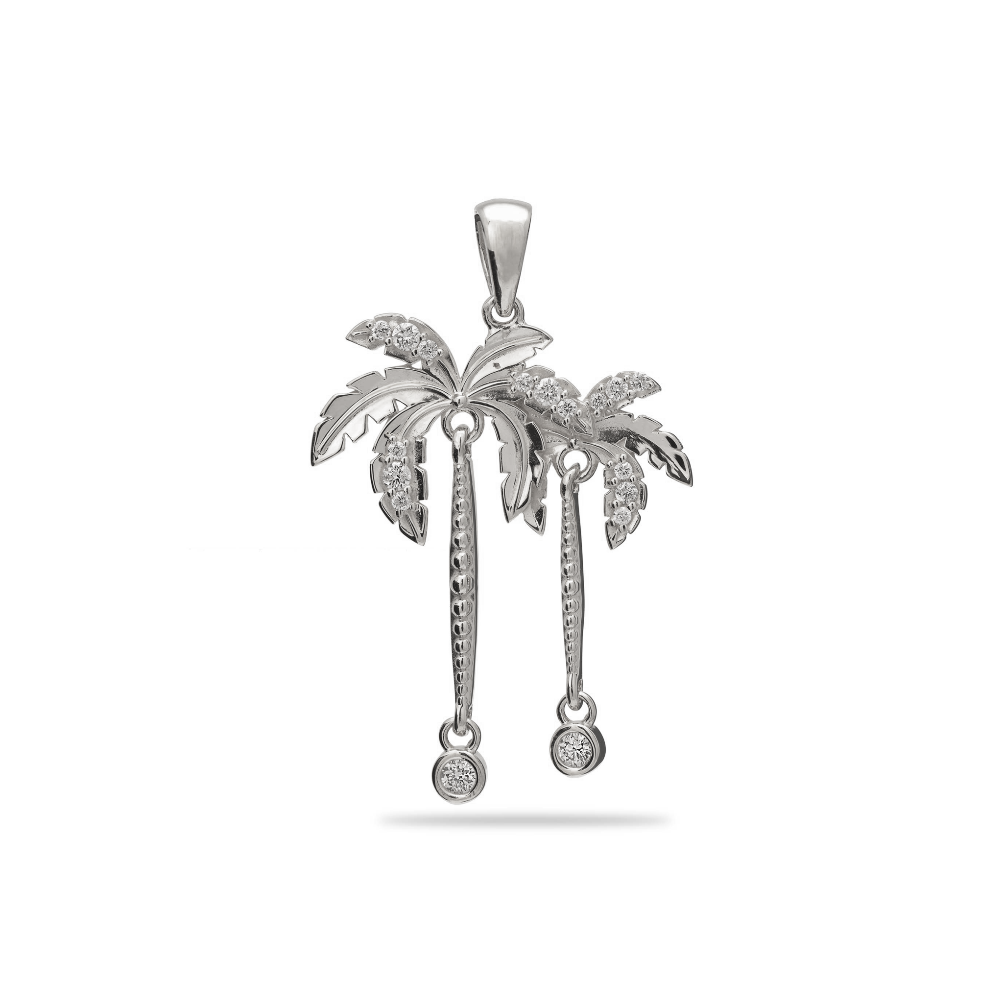 Paradis Palms - Palm Tree Pendant en or blanc avec des diamants - 28 mm