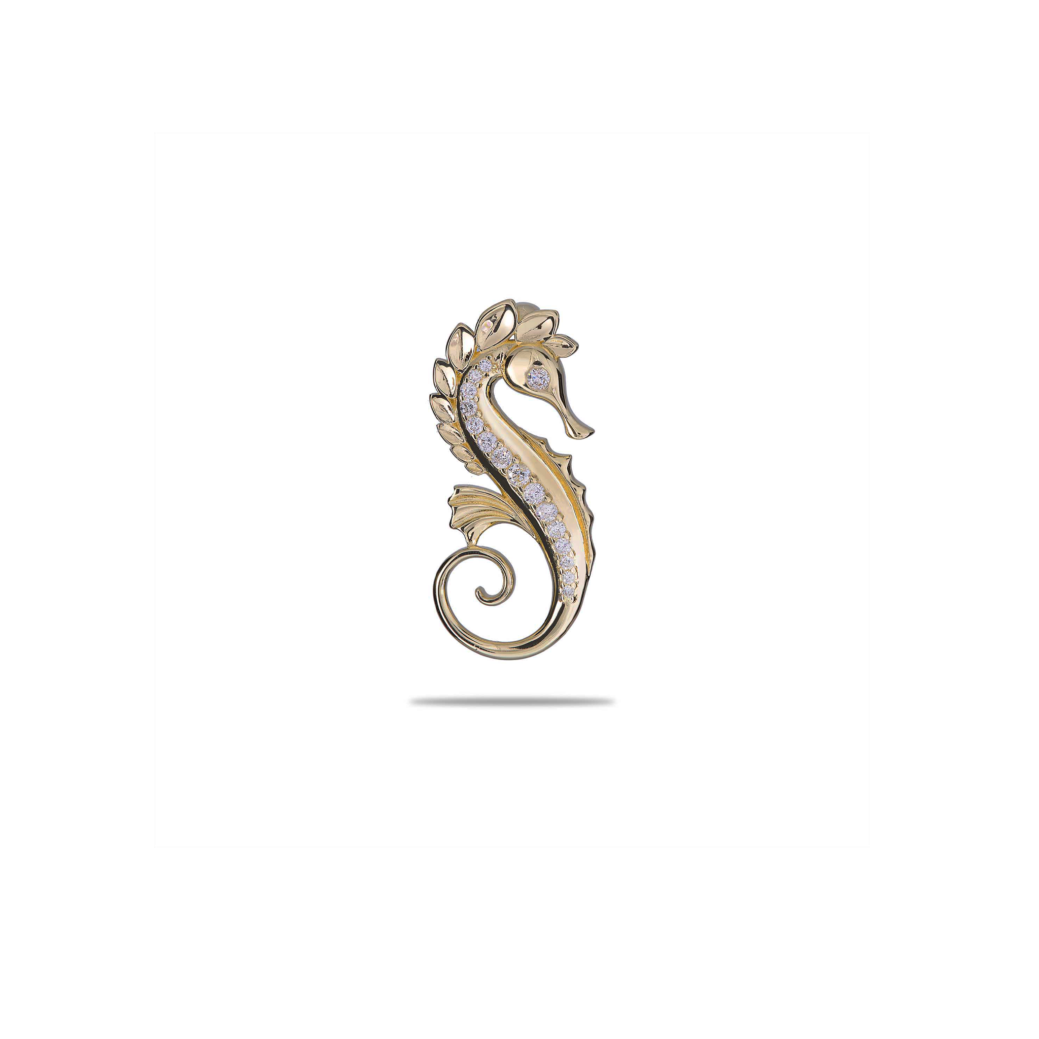 Ocean Dance Seahorse Pendant in Gold with Diamonds - 24mm