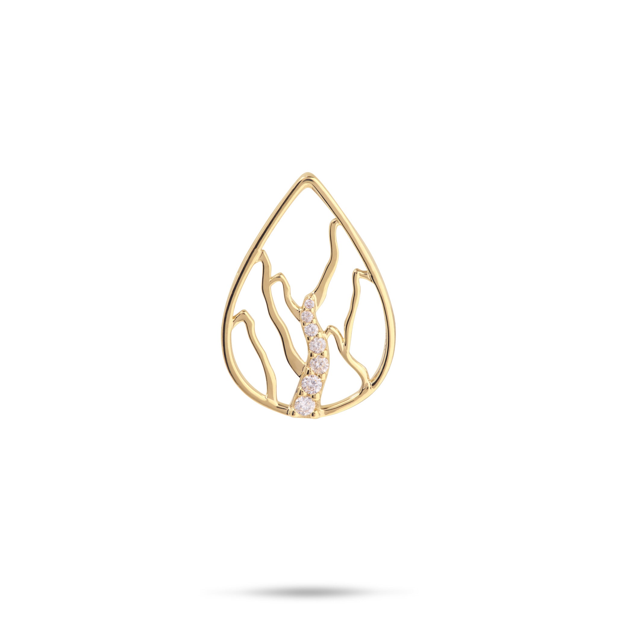 Koʻolau Waterfall Pendant in Gold with Diamonds - 21mm
