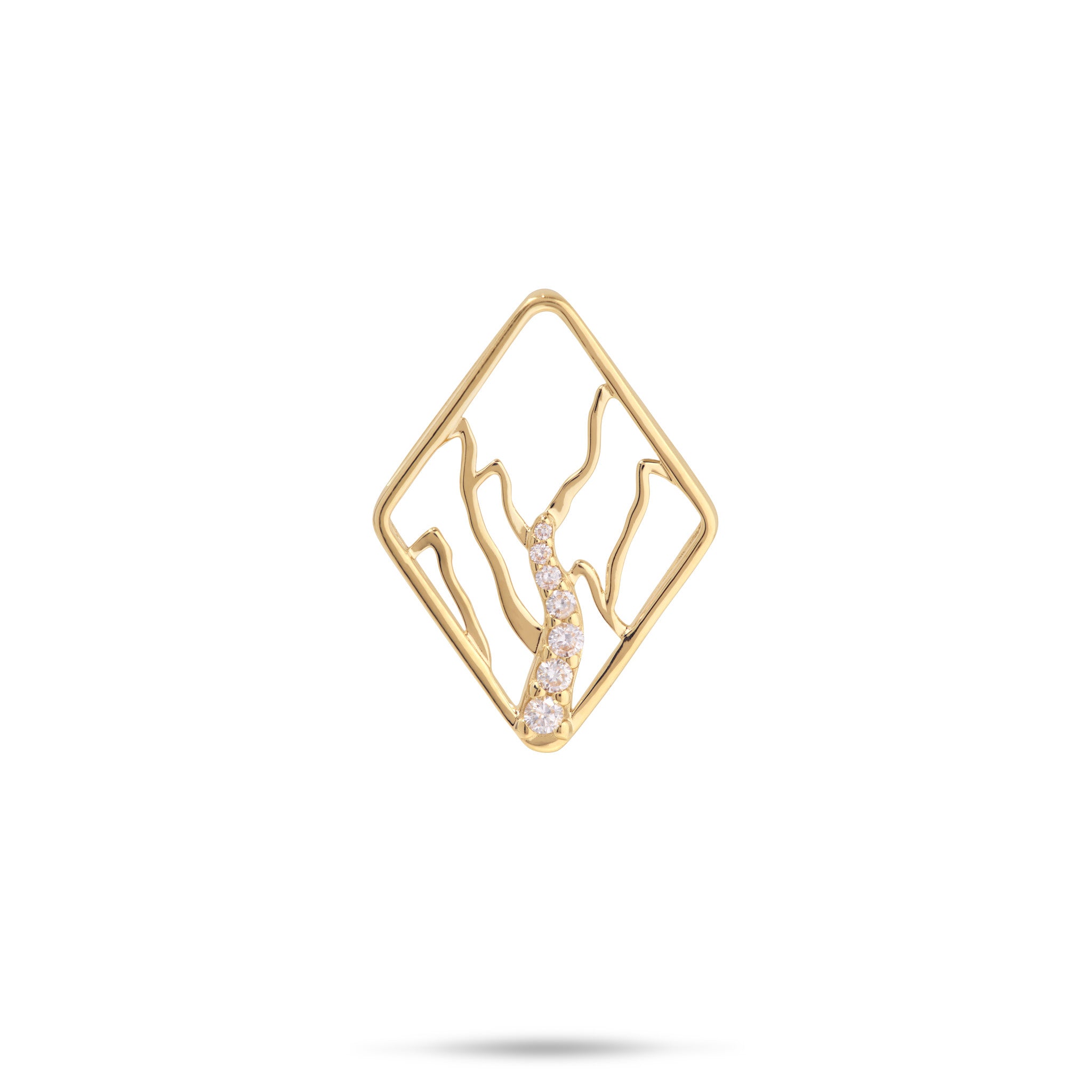 Koʻolau Waterfall Pendant in Gold with Diamonds - 22mm