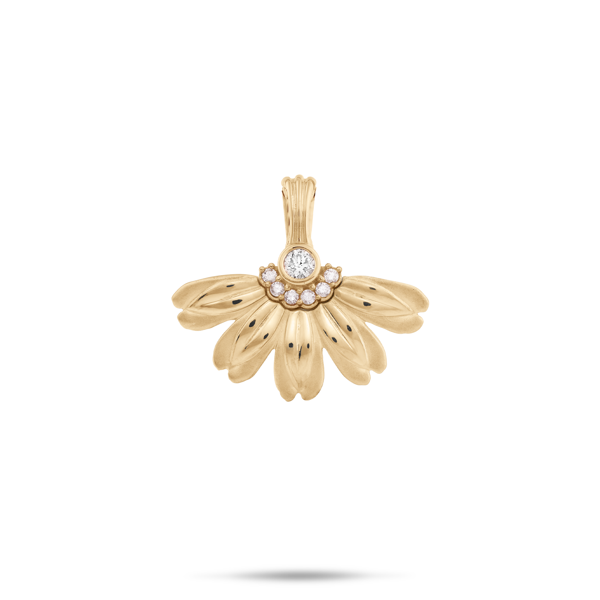 Beach Naupaka Pendant in Gold with Diamonds - 20mm