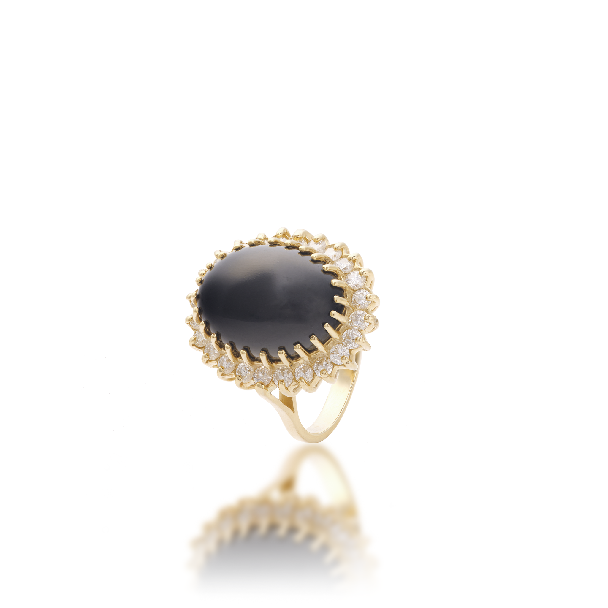 Princess Ka'iulani Black Coral Ring in Gold mit Diamanten – 16 mm