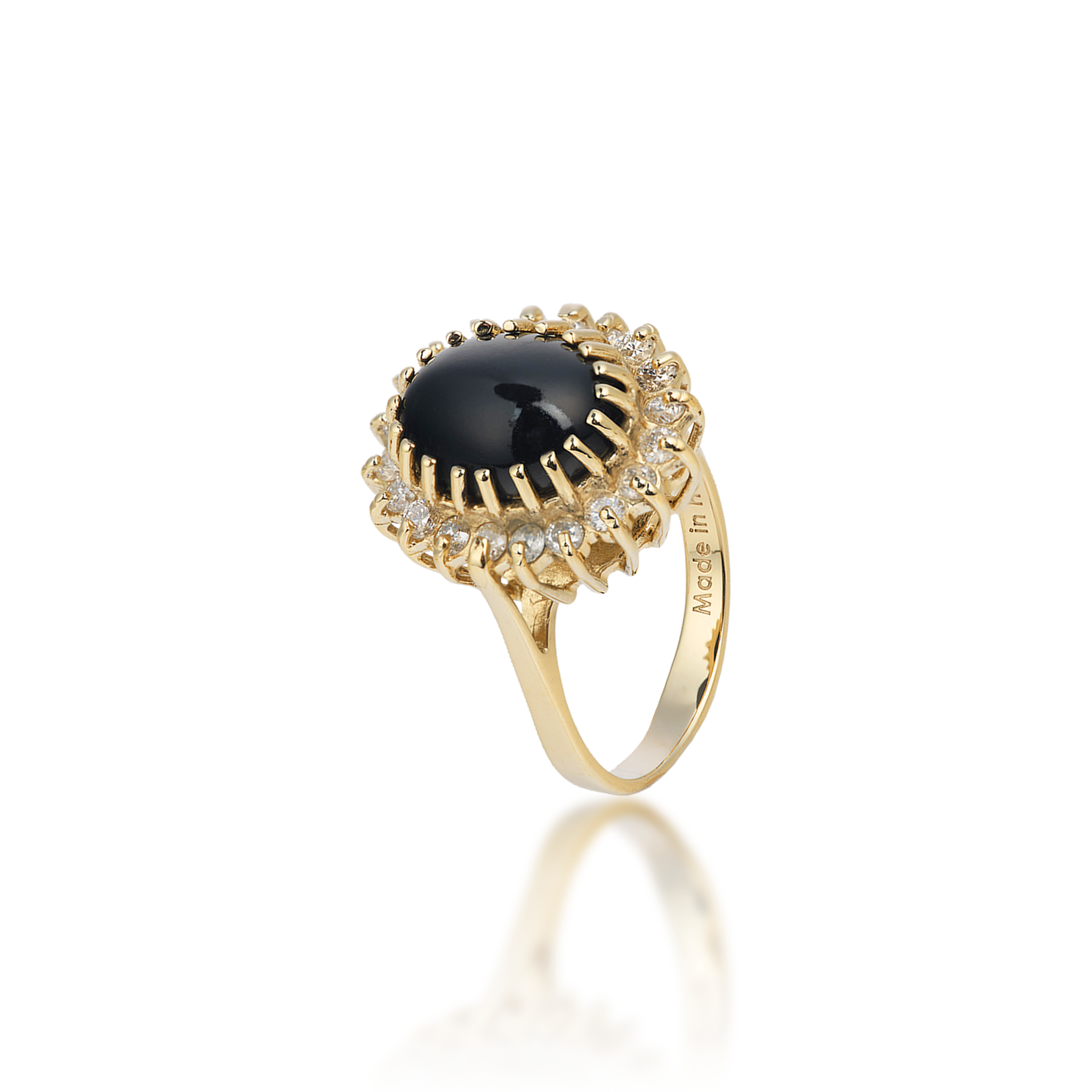 Princess Ka'iulani Black Coral Ring in Gold mit Diamanten – 11 mm 