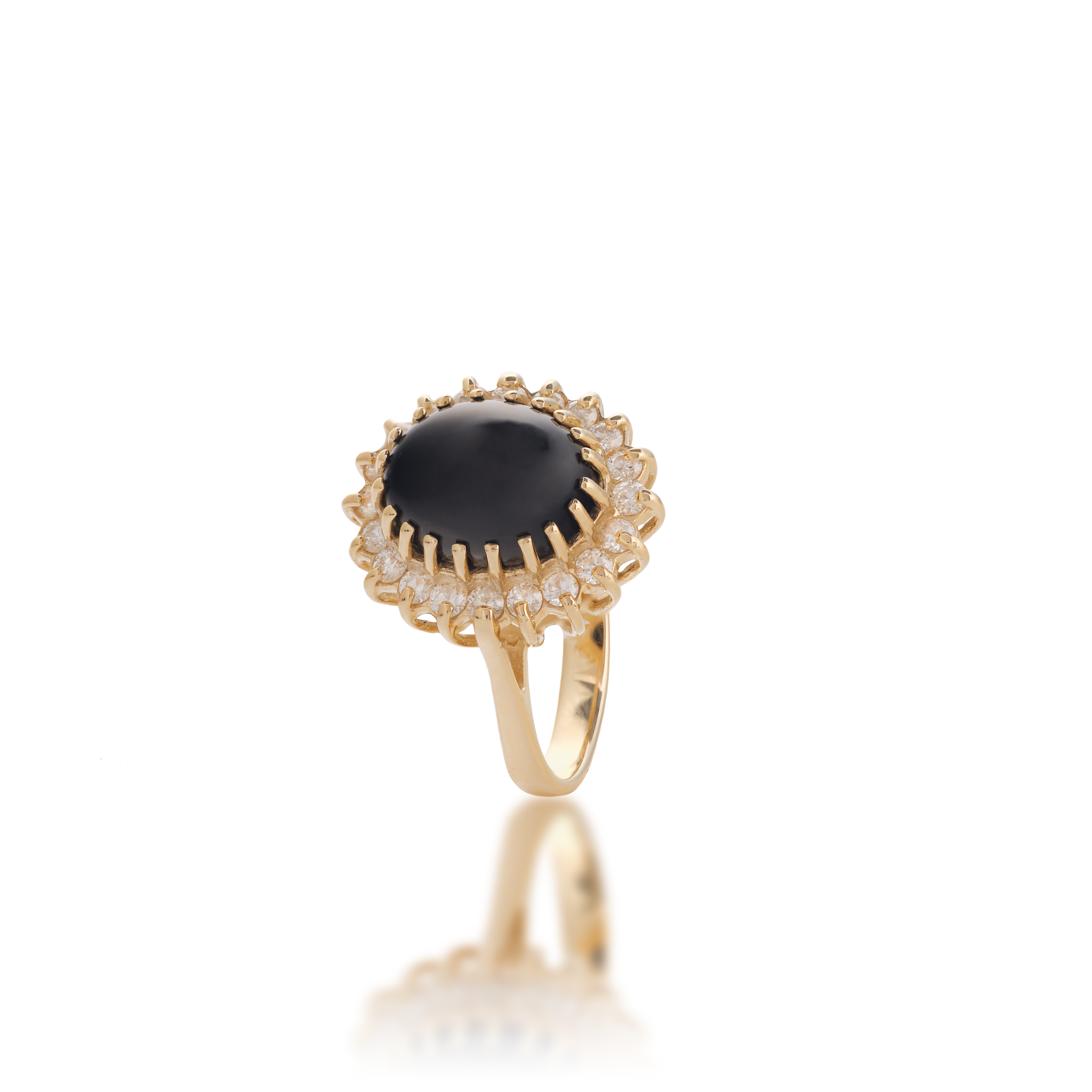 Princess Ka'iulani Black Coral Ring in Gold mit Diamanten – 11 mm 