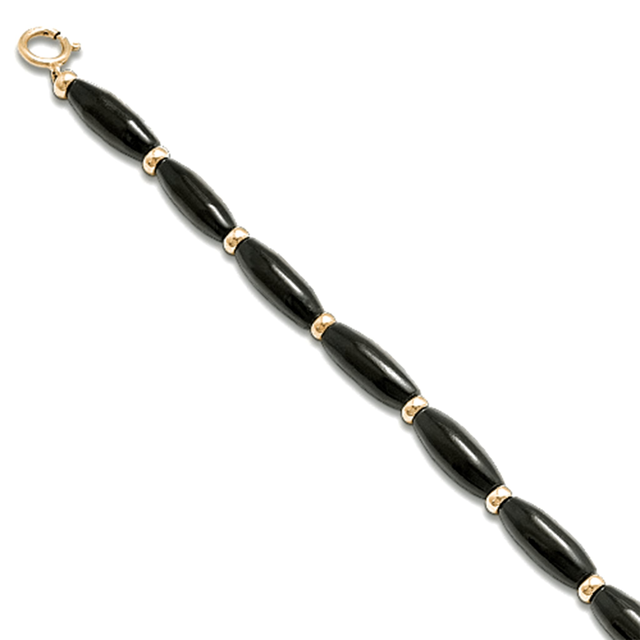 Verstellbares schwarzes Korallenarmband in Gold – Größe 7–7,5 Zoll