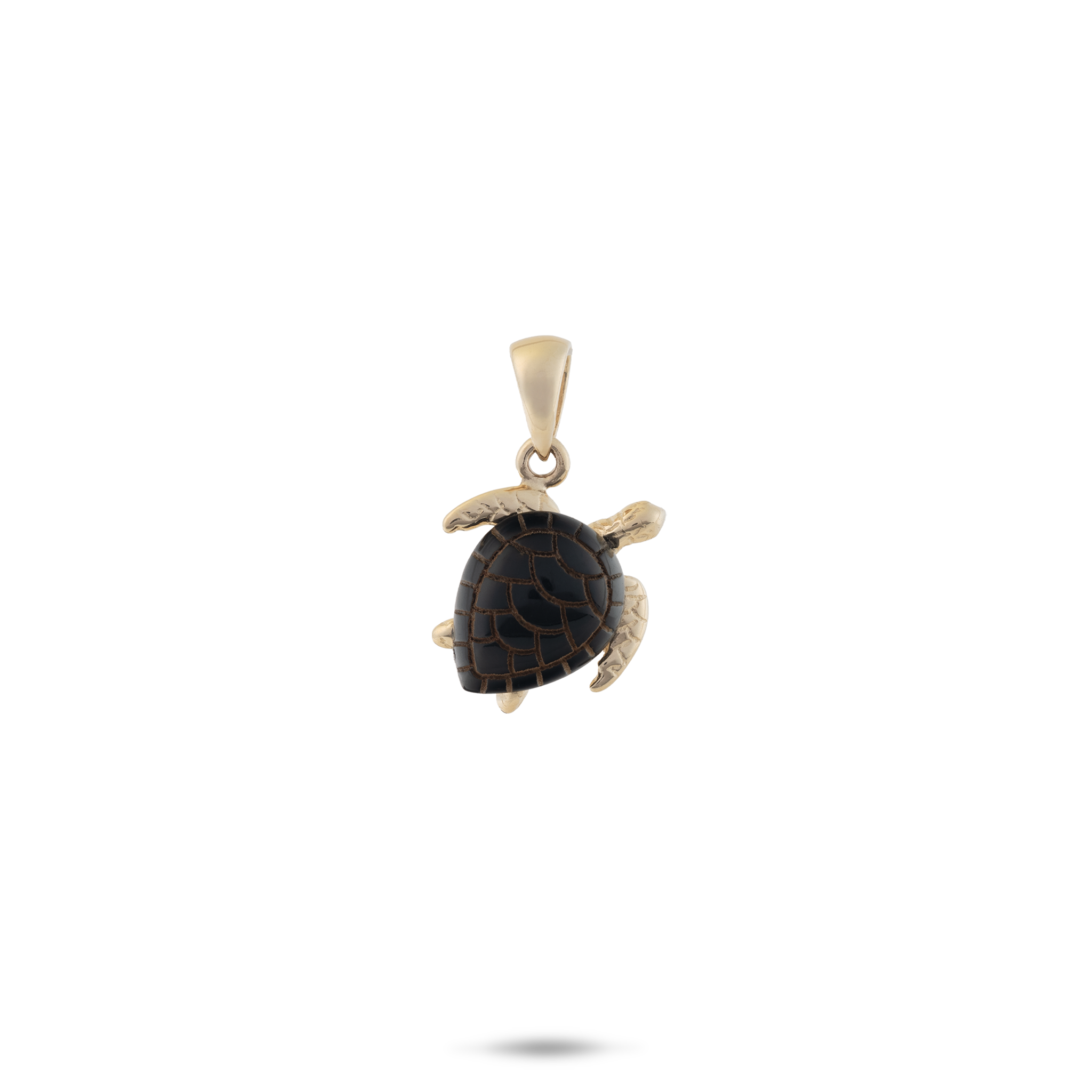 Honu Black Coral Pendant in Gold - 13mm
