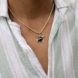 Honu Black Coral Pendant in Gold - 26mm