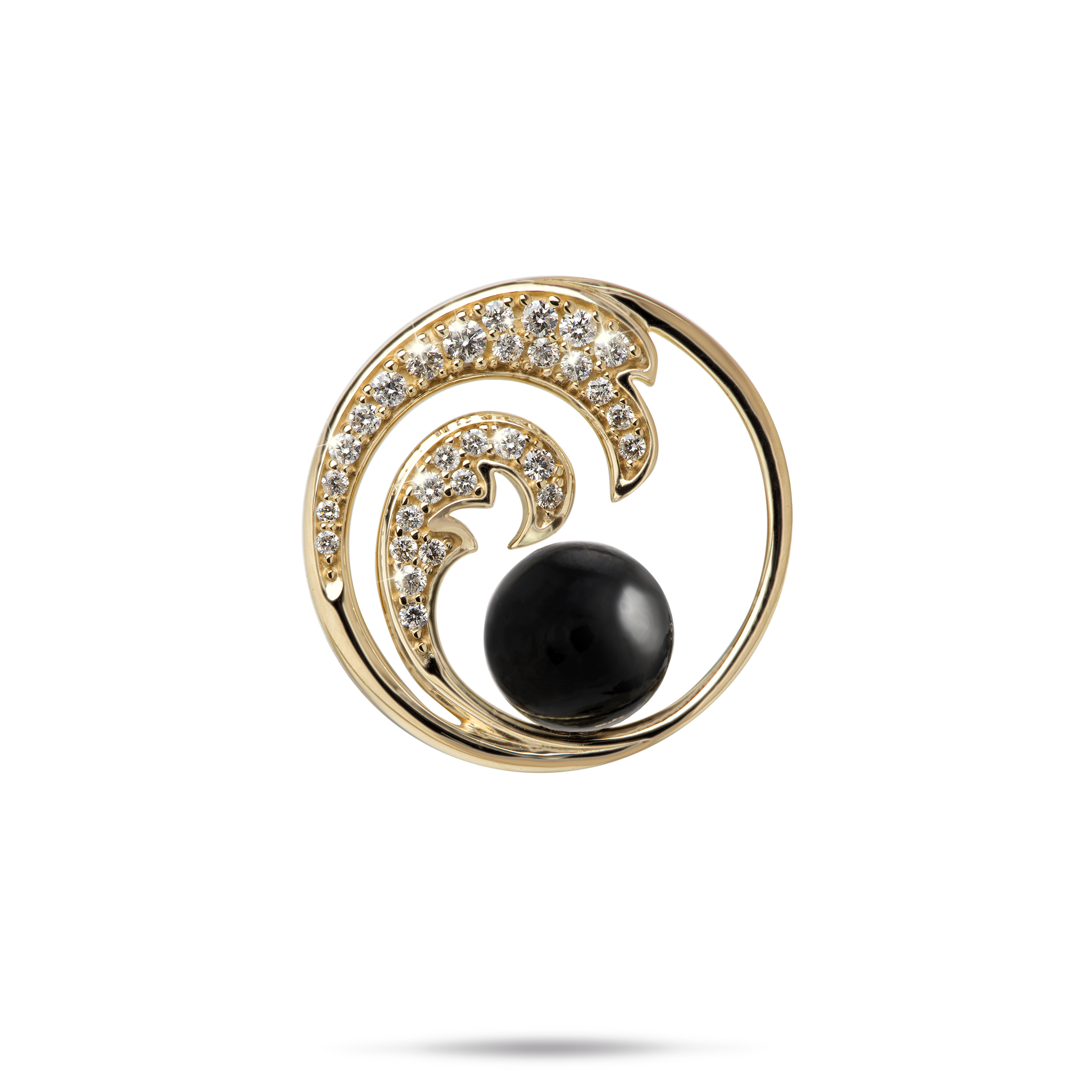 Nalu Black Coral Pendant en or avec diamants - 24 mm