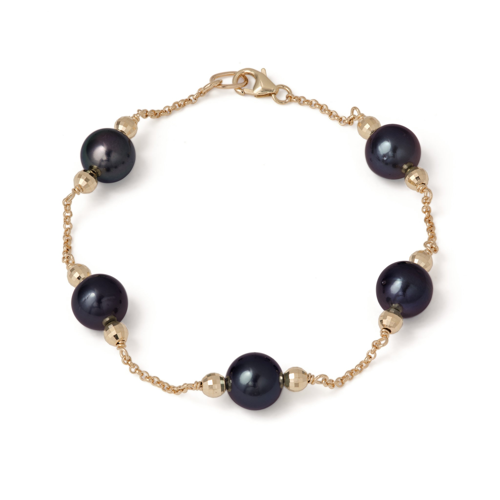 Schwarzes Hawaii-Korallen-Armband in Gold – 7,5-8"