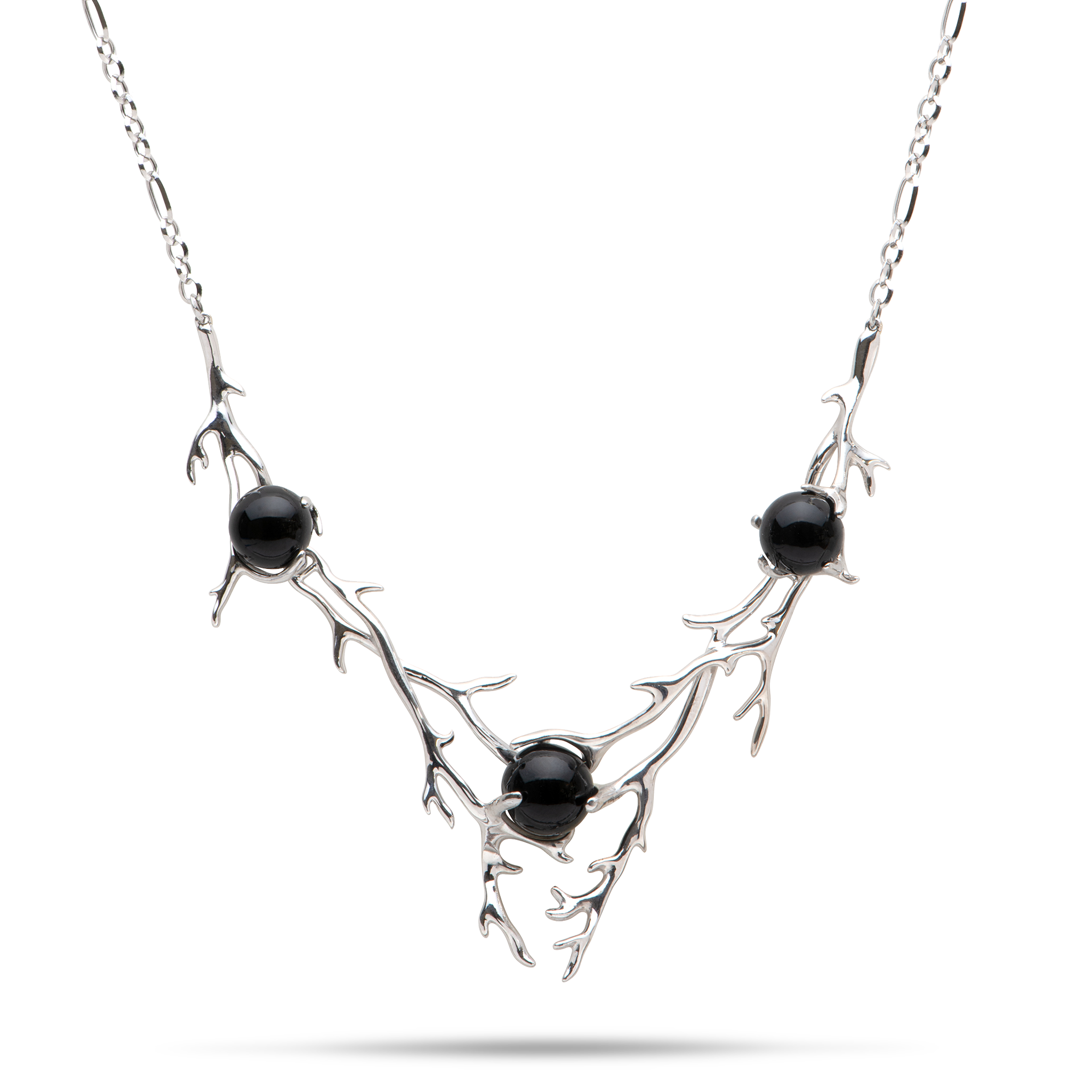 16,5-18" verstellbare Heritage Black Coral Halskette in Weißgold