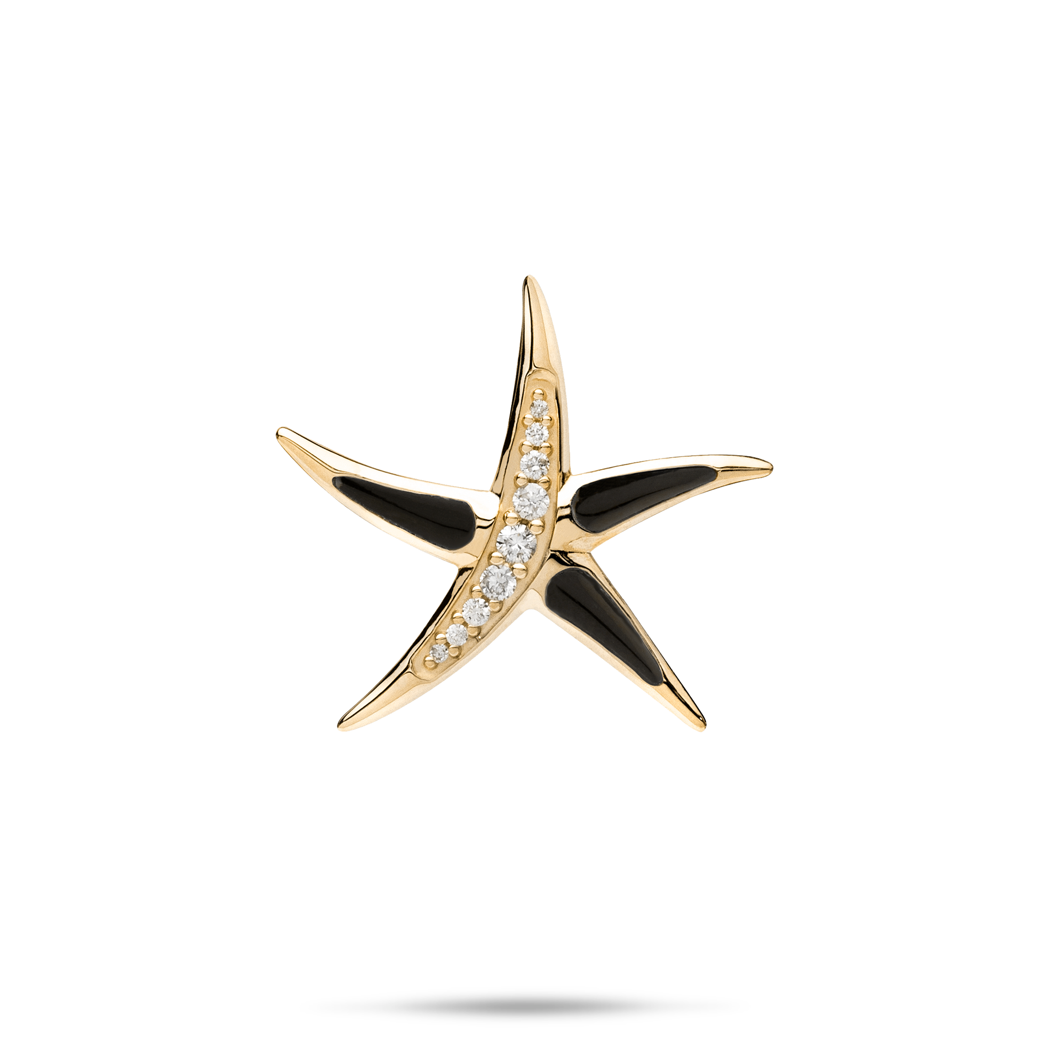 Sealife Starfish Black Coral Anhänger in Gold mit Diamanten – 23 mm
