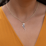 Sealife Hammerhead Shark Black Coral Pendant in Gold with Diamonds - 34mm