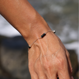 Adjustable Ocean Chimes Black Coral Bracelet in Gold - Size 7-7.5"
