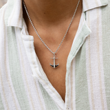 Sealife Anchor Black Coral Pendant in White Gold with Diamonds - 28mm