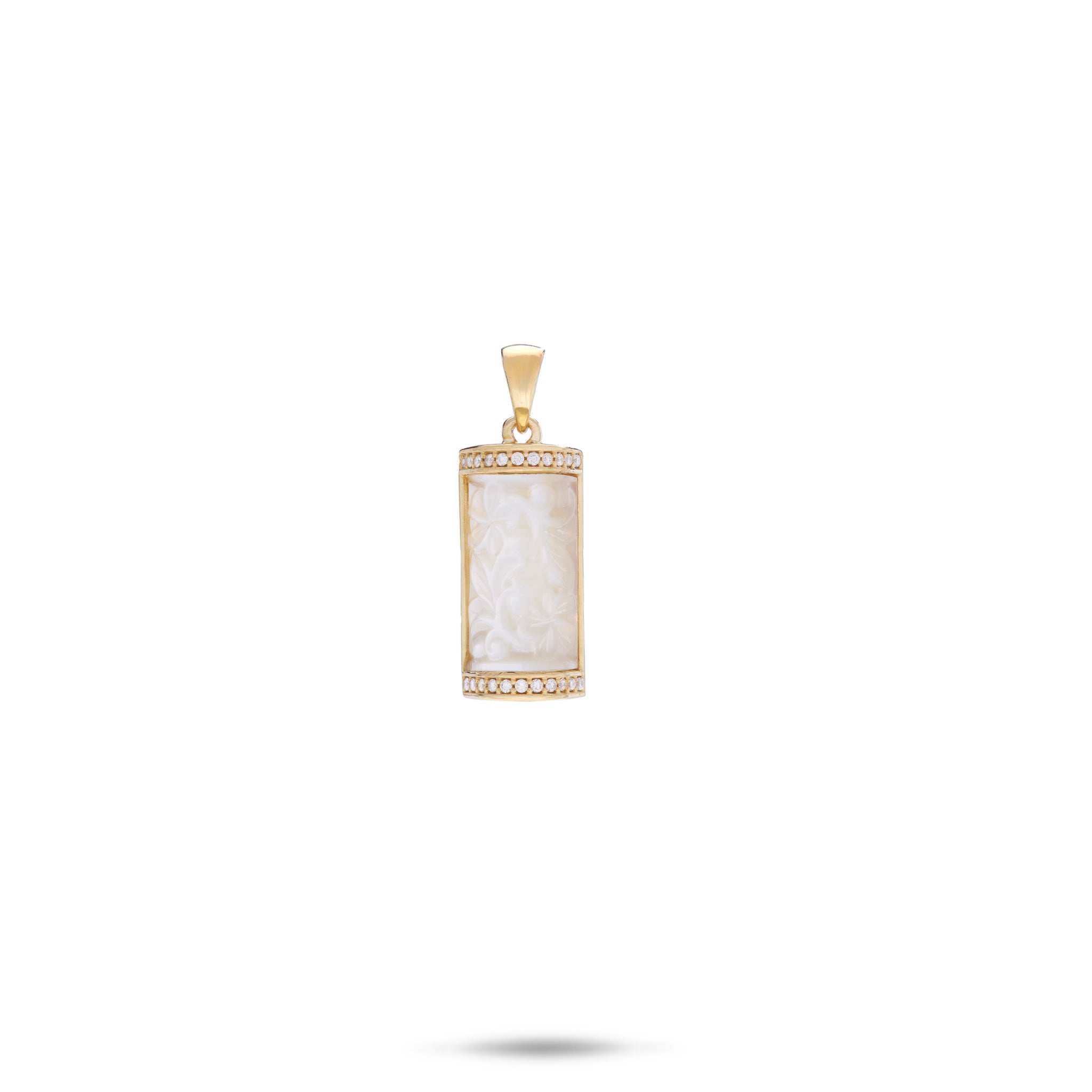 Hawaiian Heirloom Plumeria Mother of Pearl Pendant in Gold - 17mm