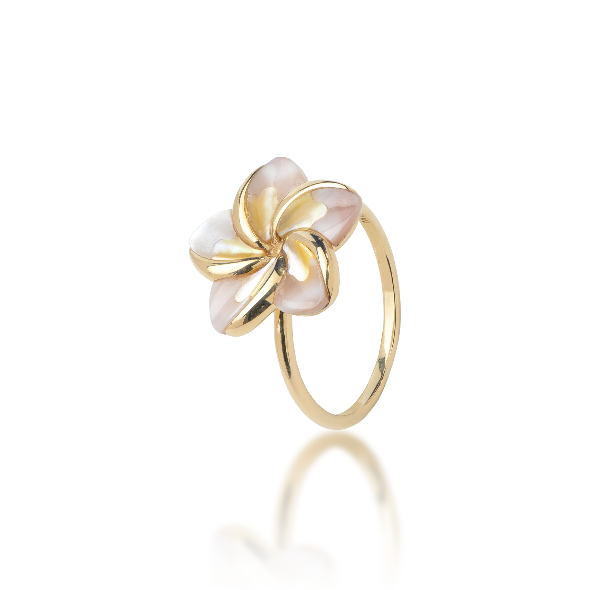 Plumeria-Perlmuttring in Gold - 16 mm 