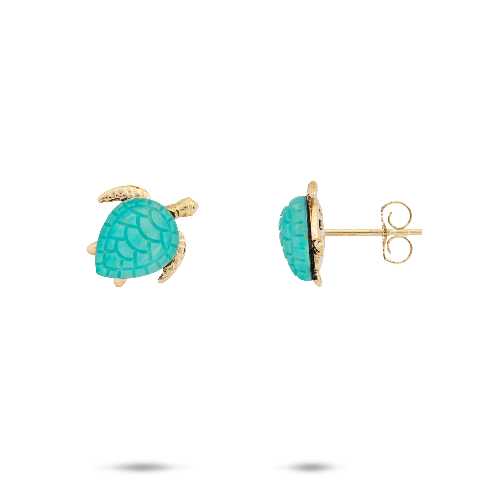 Honu Turquoise Earrings in Gold - 11mm