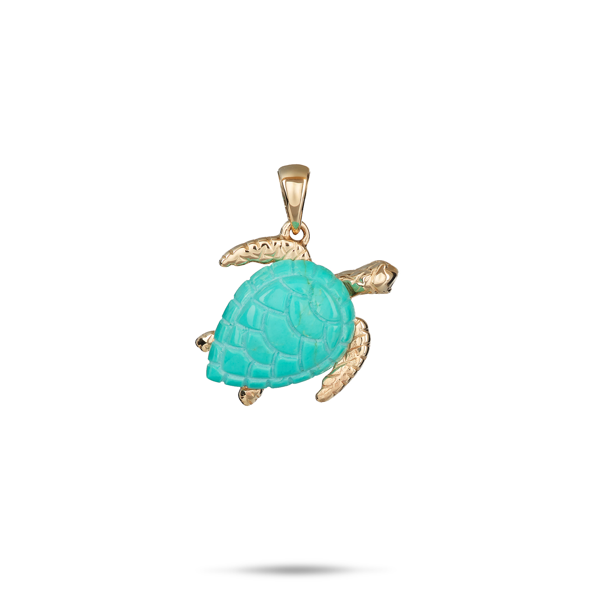Honu Turquoise Pendant in Gold - 15mm