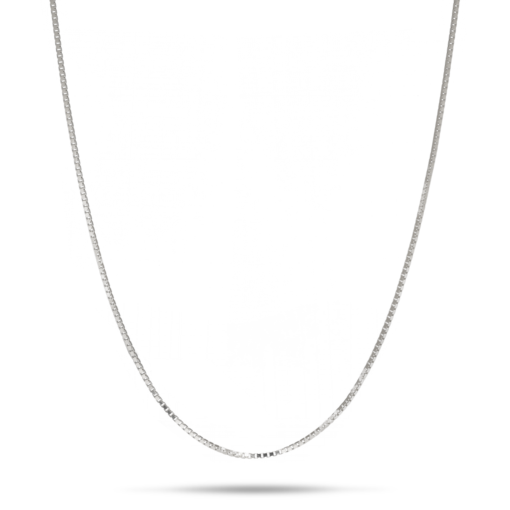 0,6 mm Kastenkette aus 10 Karat Weißgold