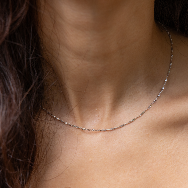 1.5mm Singapore Chain in 10k White Gold