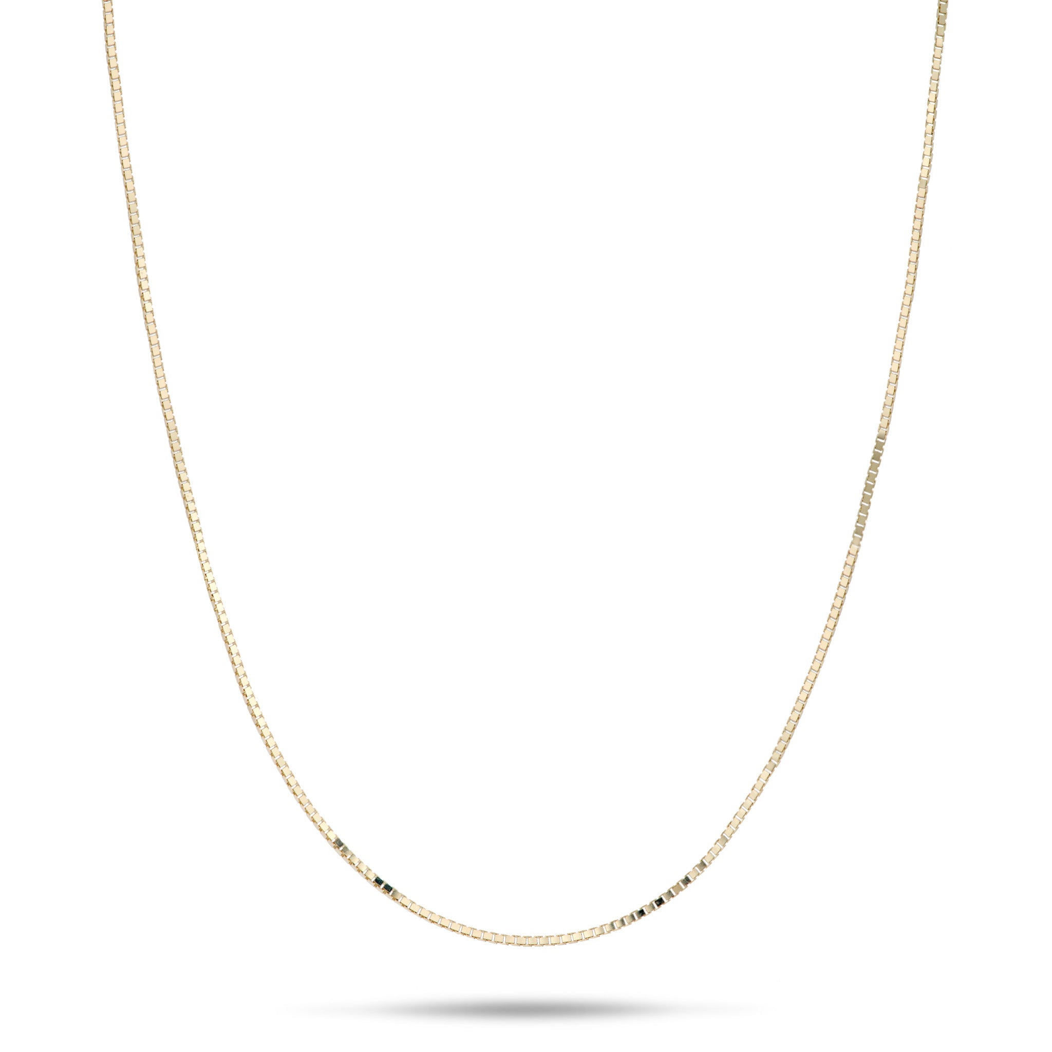 0.6mm Lite Box Chain in Gold on white background