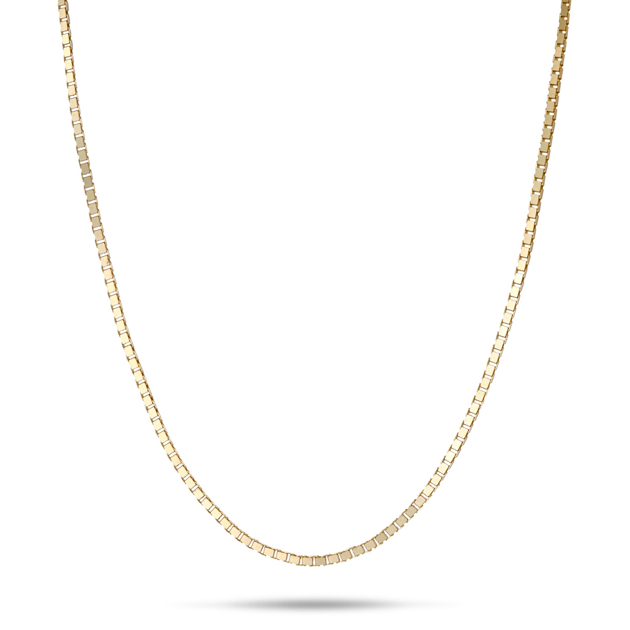 1.0mm Box Chain in Gold on white background