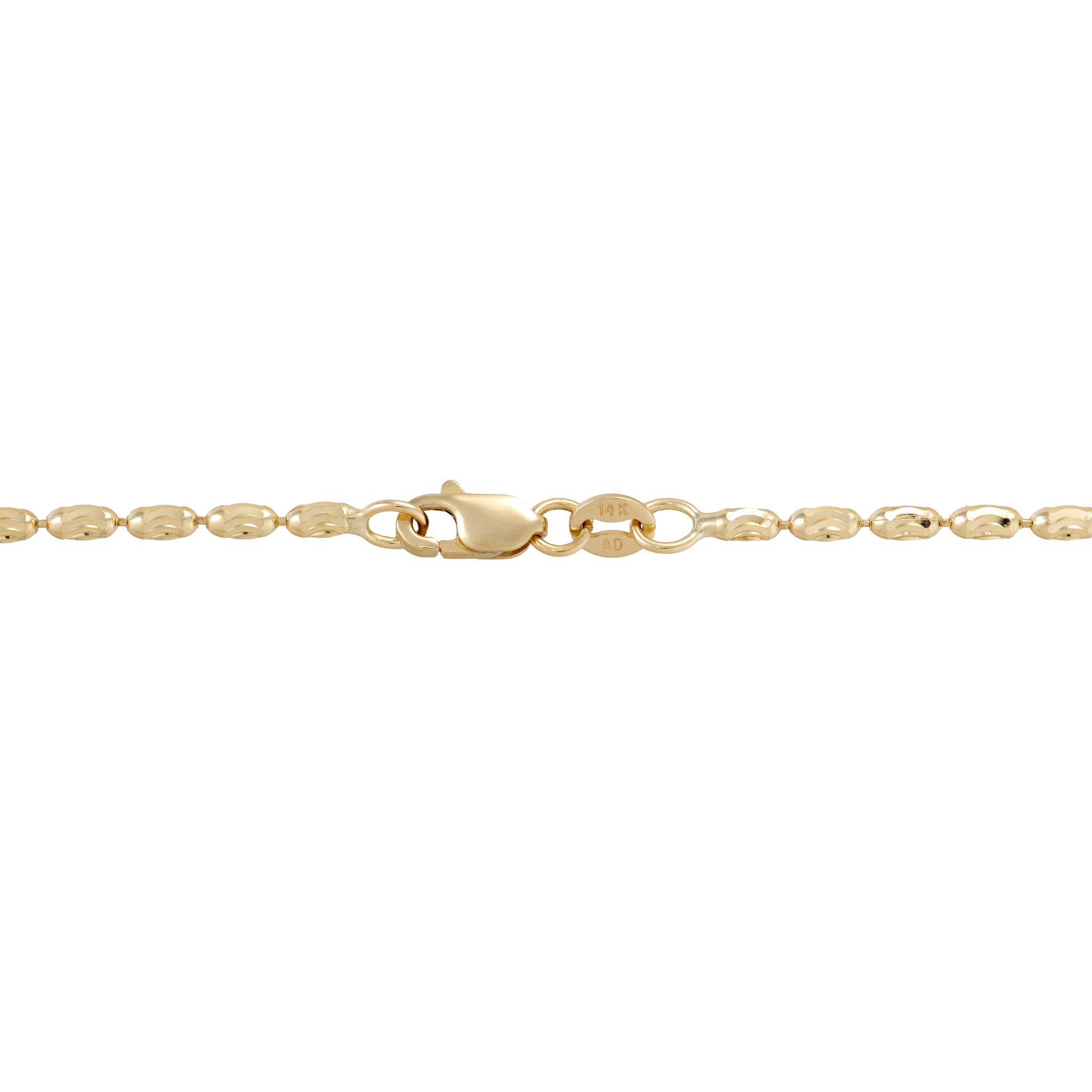 1.8mm Ovalina Chain in Gold Lobster Claw Clasp on white background