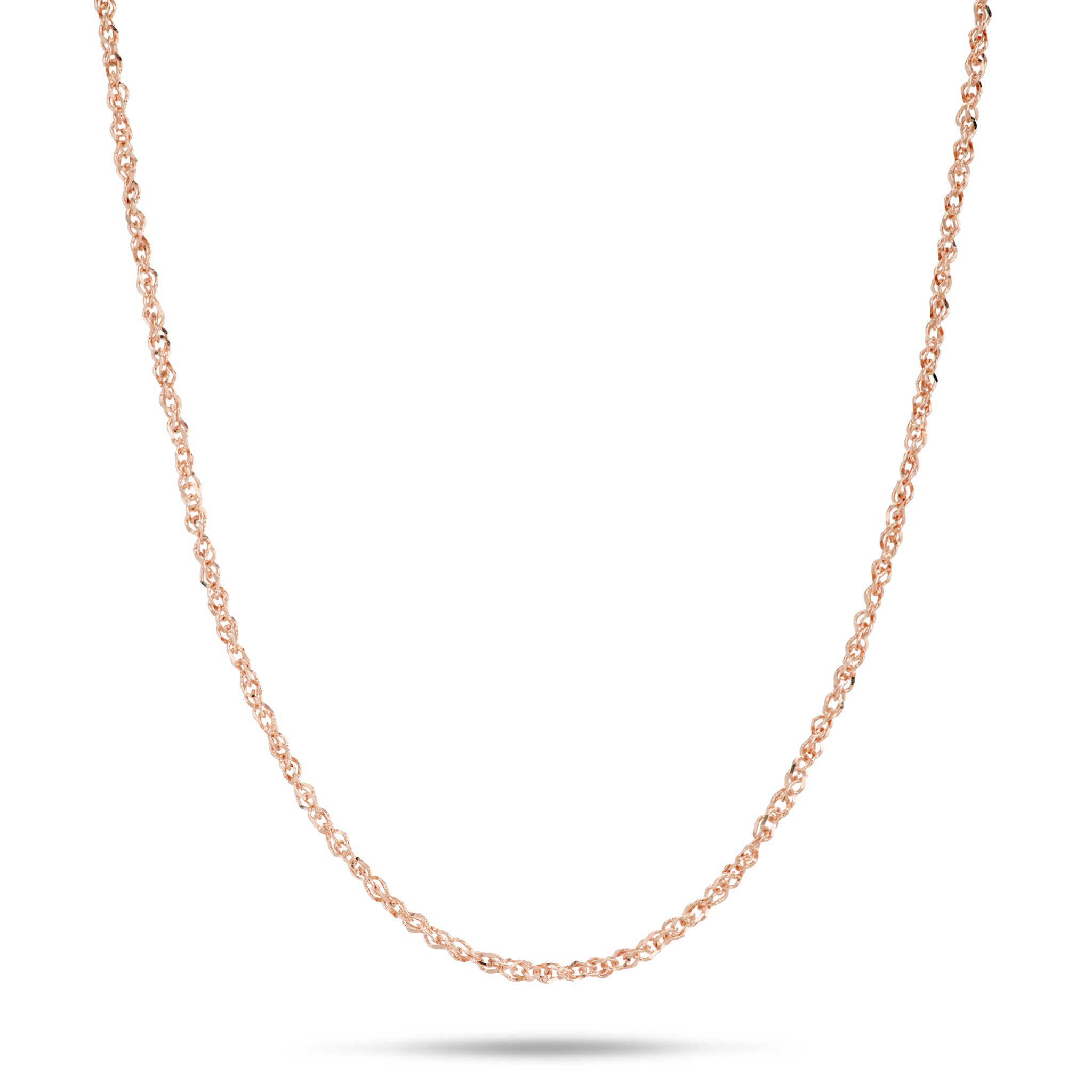0.8mm Baby Rope Chain in Rose Gold on a white background