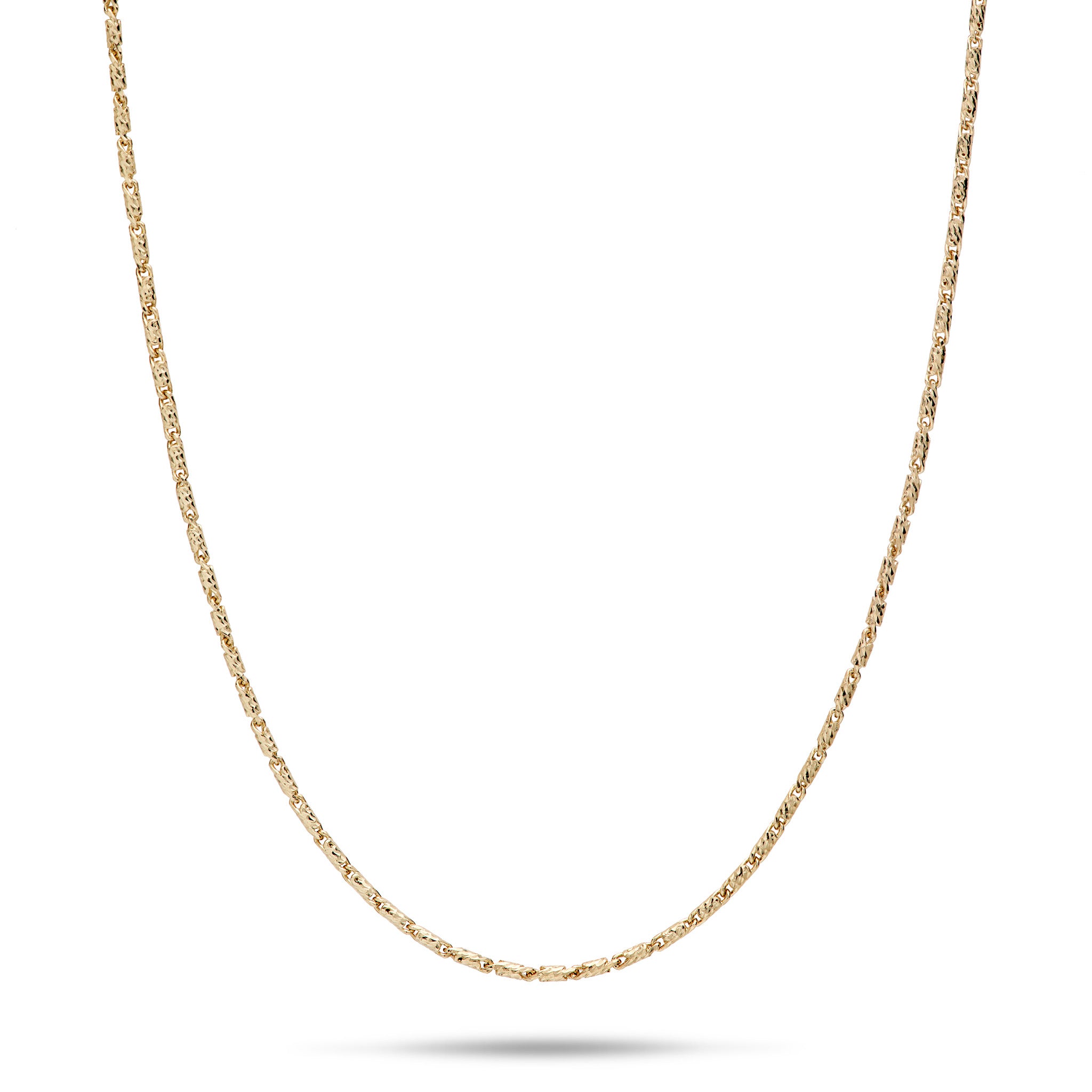 24" Adjustable 0.9mm Raso Chain in 14k Yellow Gold on a white background