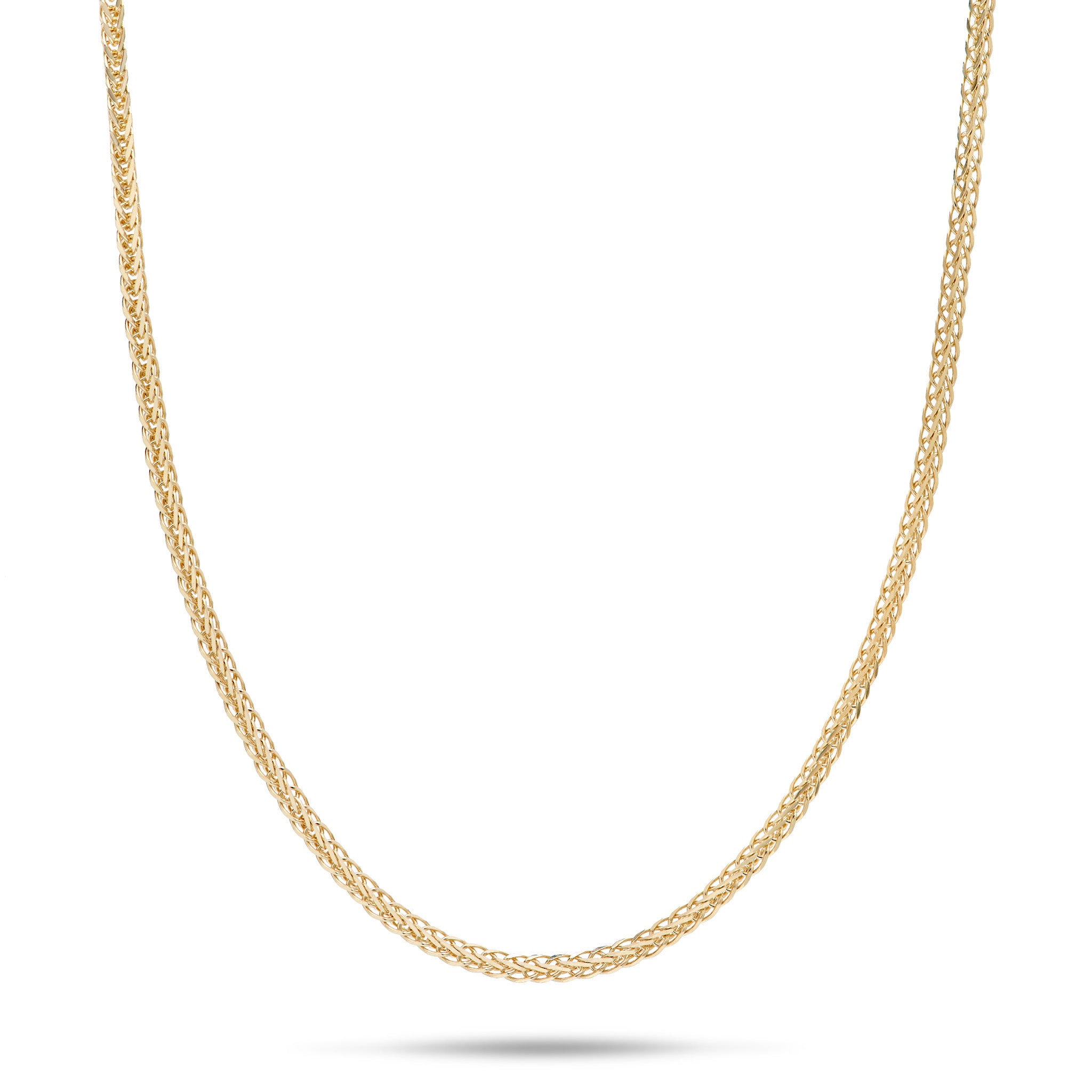 24" Adjustable 1.4mm Espiga Chain in Gold on a white background