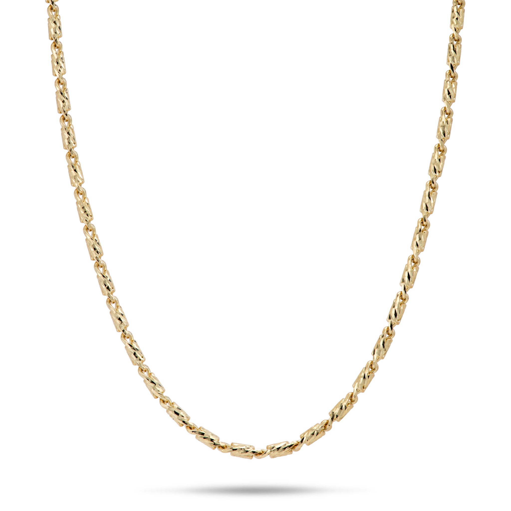 1.4mm Raso Chain in 14k Yellow Gold on a white background