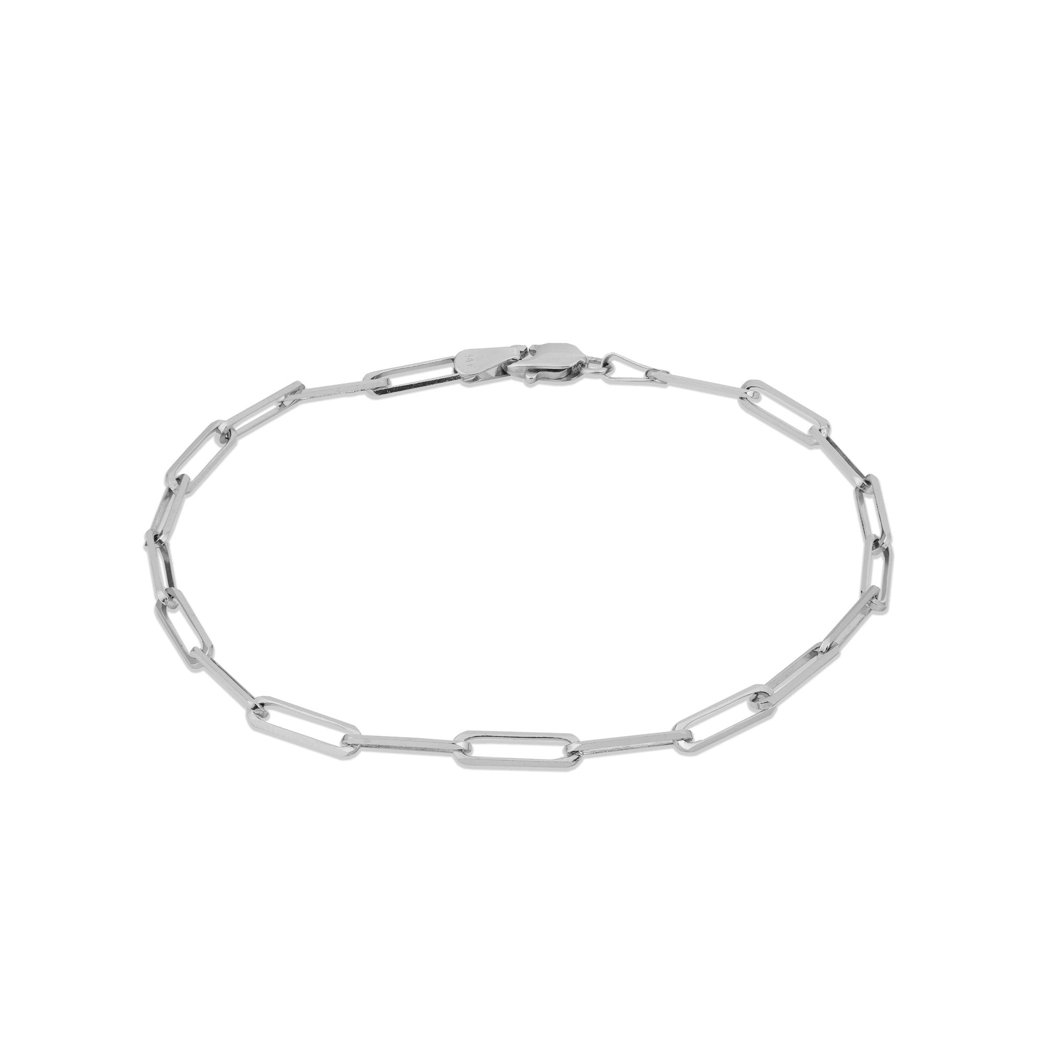 Paperclip Chain Bracelet in White Gold - 2.7mm