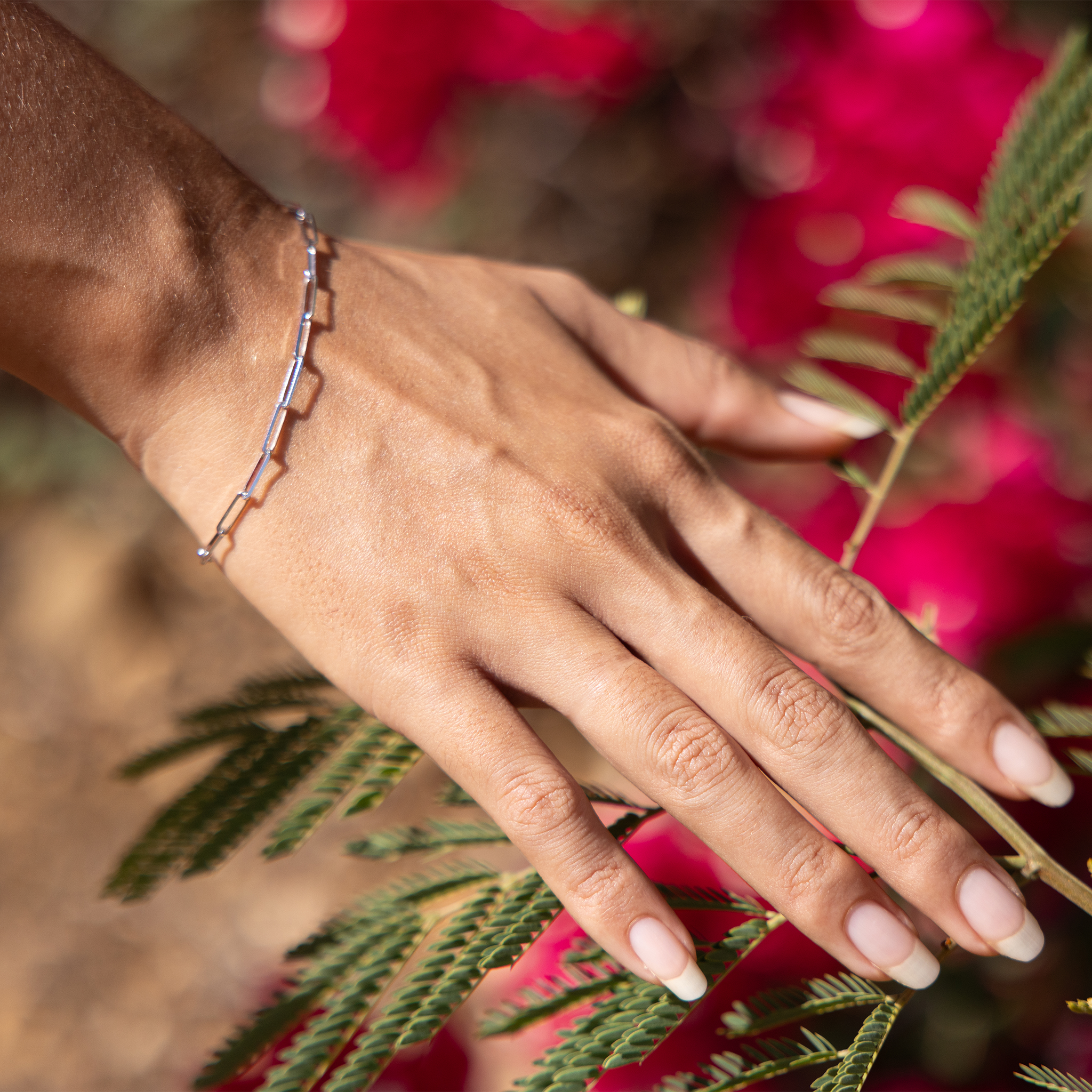 Paperclip Chain Bracelet in White Gold - 2.7mm