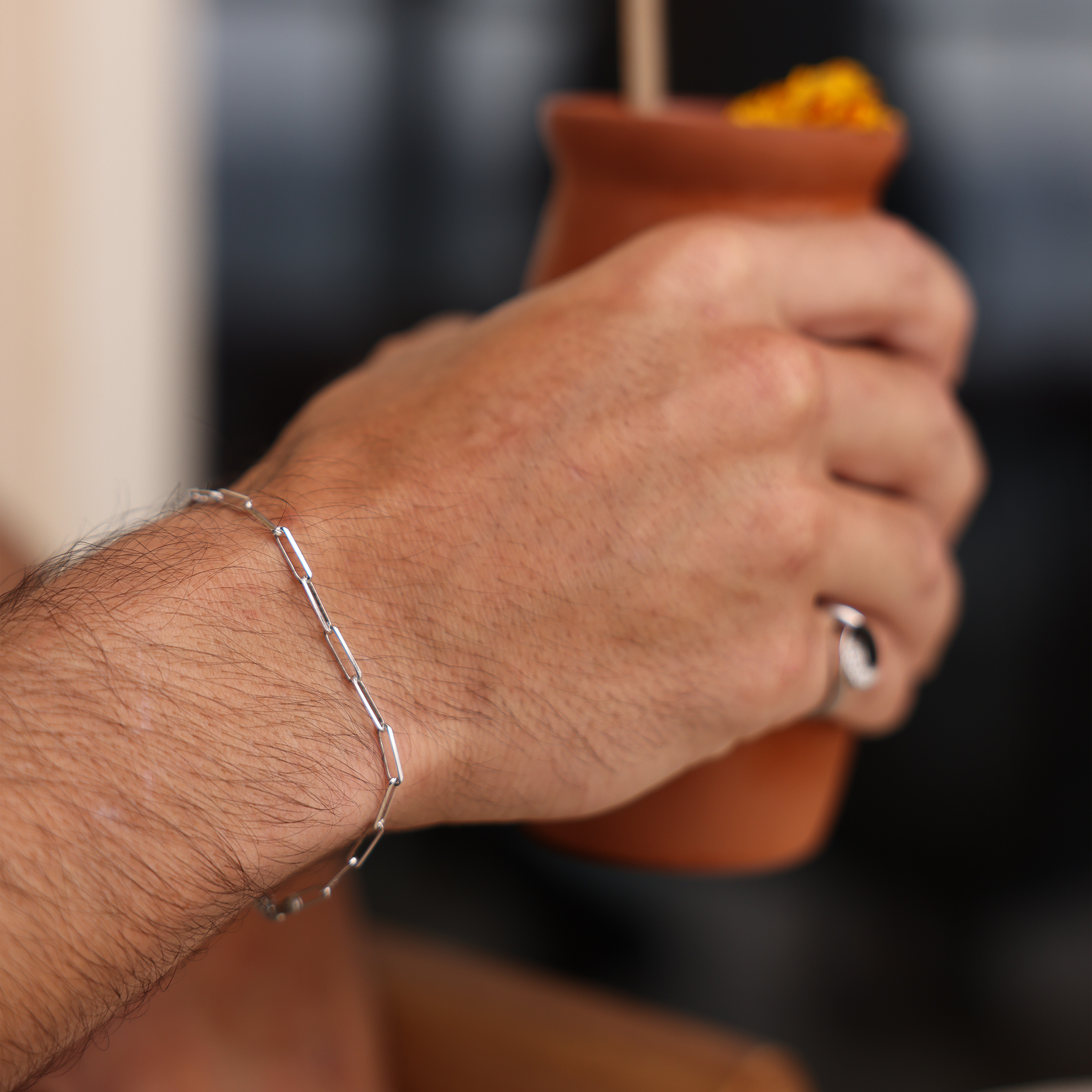 Paperclip Chain Bracelet in White Gold - 2.7mm