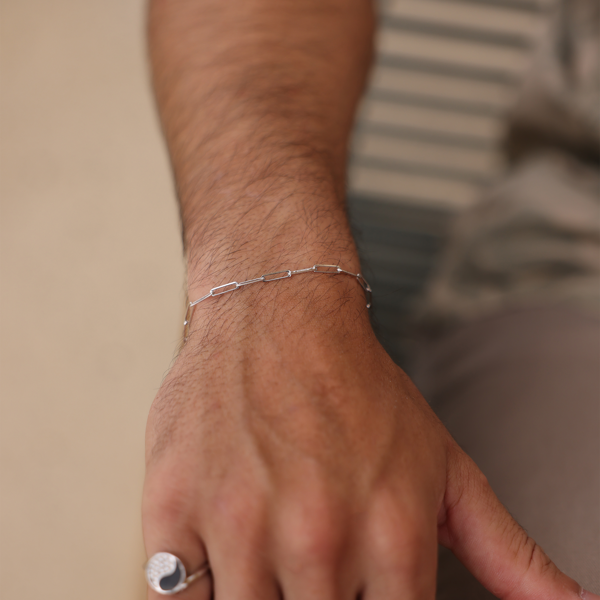 Paperclip Chain Bracelet in White Gold - 2.7mm