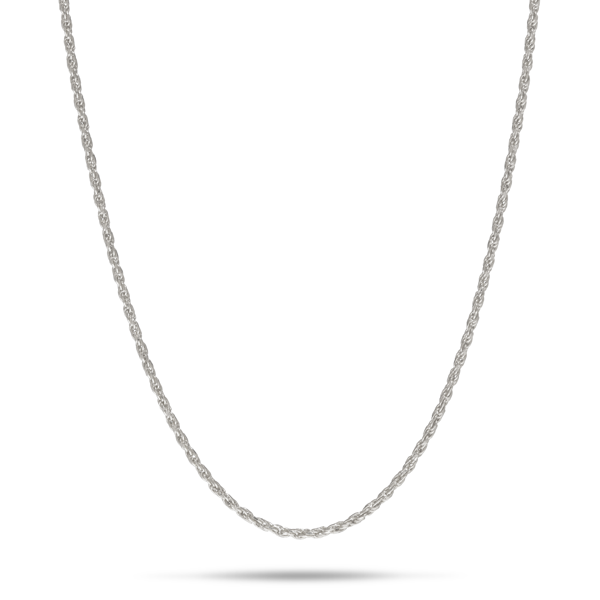 16-22" verstellbare 1,0 mm Kordelkette in Weißgold